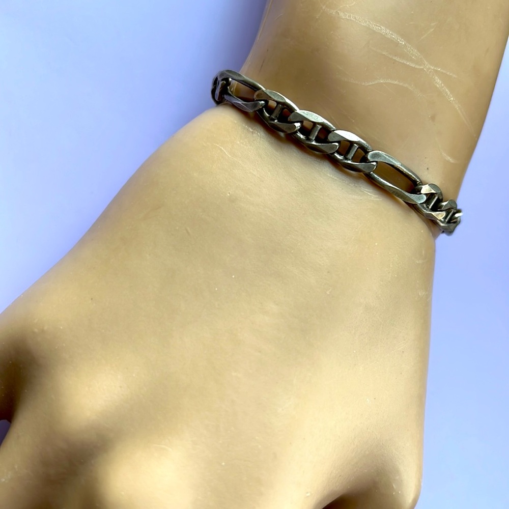 Sterling silver Figaro chain bracelet Italy